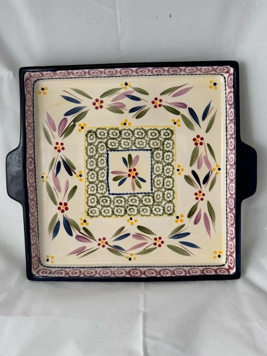 Temptations Old World Ceramic Serving Tray Floral Leaf Pattern