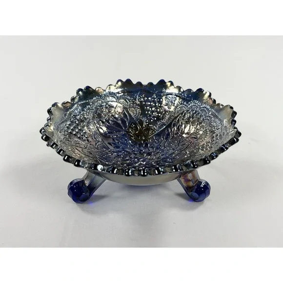 Fenton Lotus Grape Cobalt Blue Carnival Glass 6