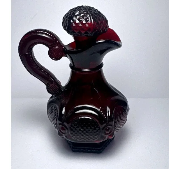 Avon Decanter Cruet Unisex OS Ruby Red Cape Cod Diamond Point Glass