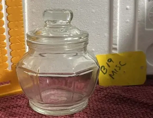 KIG Indonesia Paneled Octagon Glass Candy Jar with Lid
