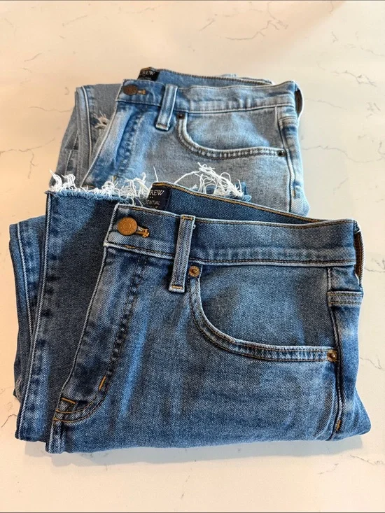 Lot Bundle 2 pairs J. Crew Ankle Crop Denim Jeans - Frayed Hem Size 28 Petite