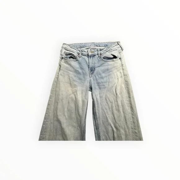 Old Navy Jeans Women 4 Light Wash Mid Rise Wide Leg Distressed Denim‎ Retro