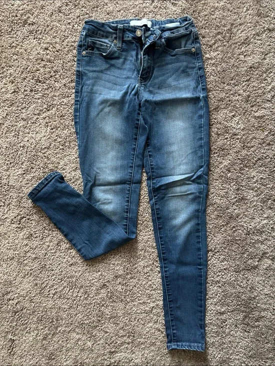 KanCan Dark Blue Skinny Jeans with Faded Detail