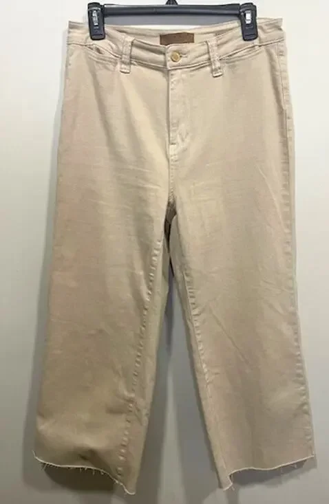 JUDY BLUE Jeans Women's 9/29 Ankle High Waist Raw Hem Khaki Stretchy