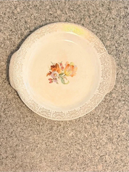 Vintage Royal China 22kt Spring Floral Filigree Hollywood 12” Plate