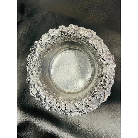 Arthur Court Bowl 6in Vintage 1988 Grape Leaf Aluminum Silver Dish Wine Coaster