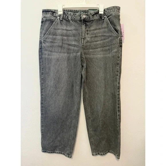 Wild Fable Womens 90s Relaxed Straight Mid-Rise Rigid Denim Jeans Gray 16/31