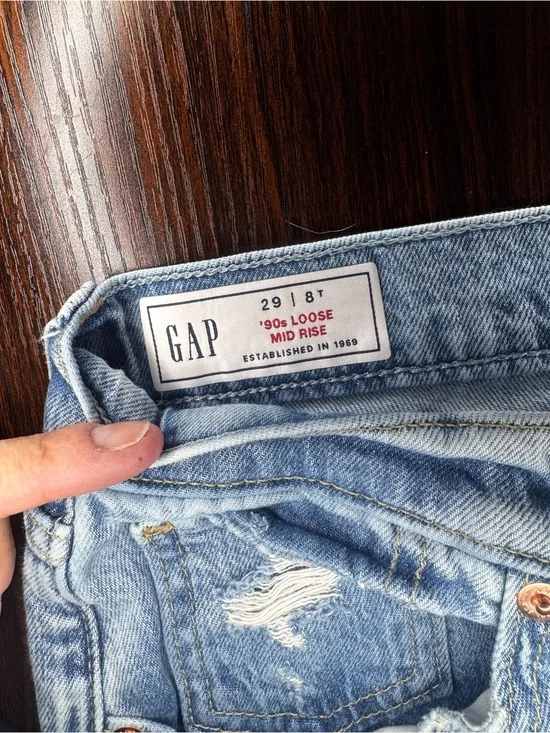 GAP Light Blue Distressed Loose Mid-Rise Jeans
