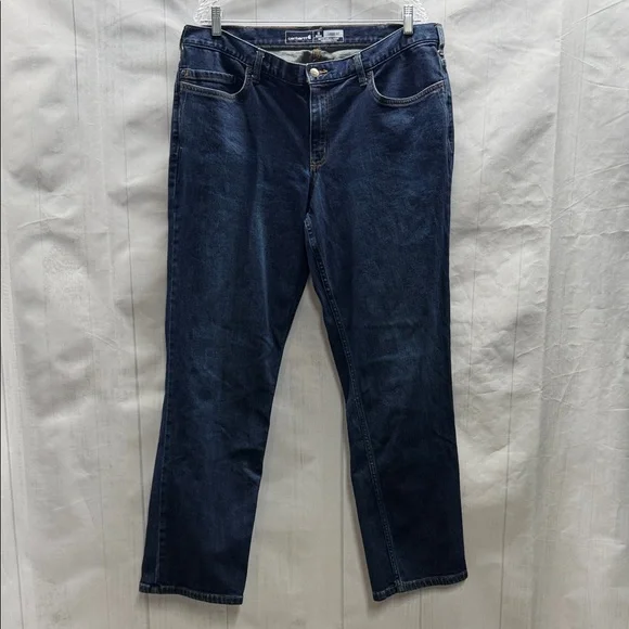 Carhartt Women’s Dark Blue Denim Rugged Flex Loose Fit Jeans Size 18