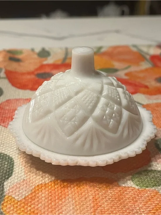Westmoreland Mini Thumbelina Milk Glass Butter Dish
