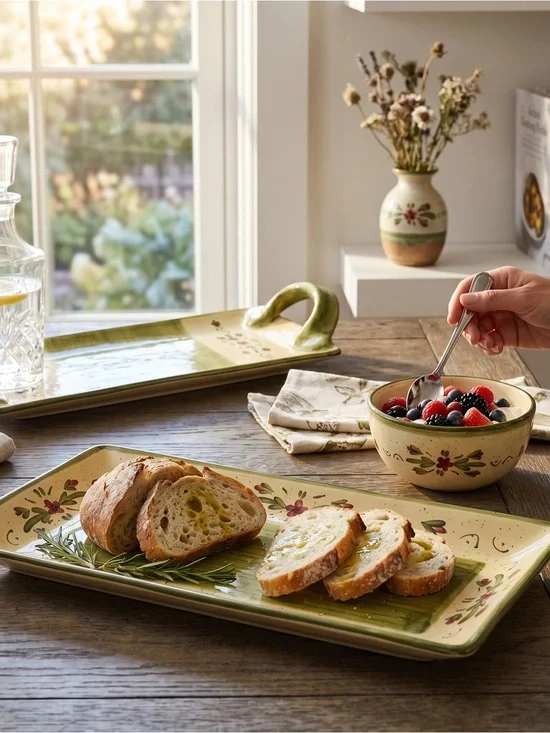 Ambiance Collection “Prairie’ Pattern serveware - set of 3.