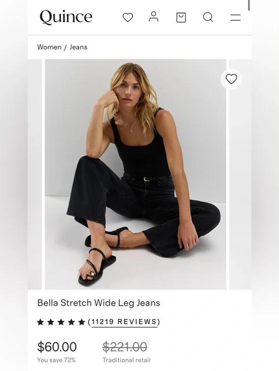 Quince Bella Stretch Wide Leg Jeans — Black