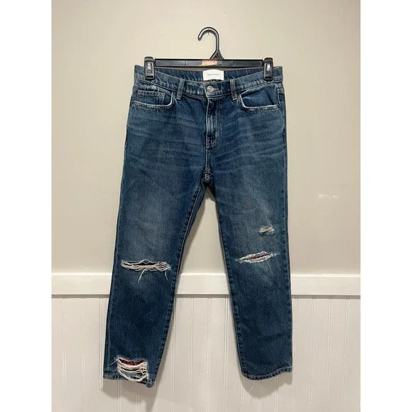 Current/Elliot Crop Jeans Distressing Medium Wash Plaid Women Size 27