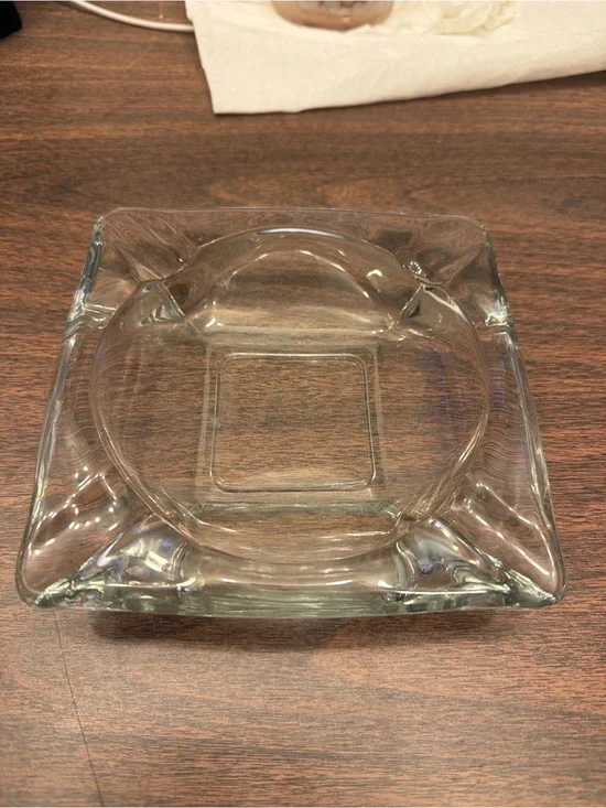 Source Unknown Clear Glass Square Ashtray
