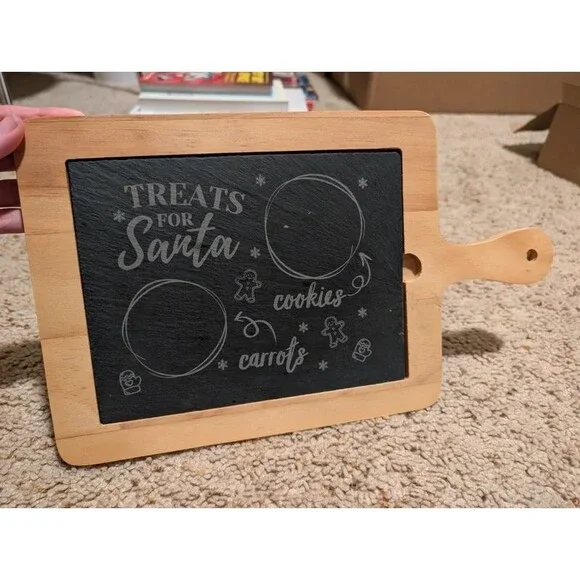 Treats for Santa cookies carrots slate wood Board