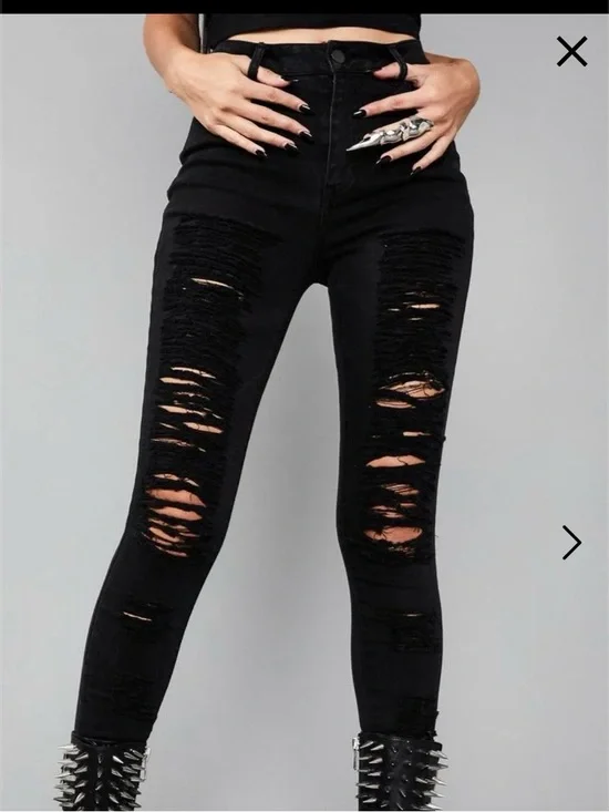 INTO OBLIVION DISTRESSED JEANS- black ripped skinny, Widow, Dolls Kill