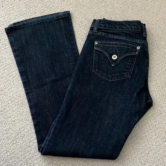 David Khan dark wash flare five pocket jeans Sz 27‎