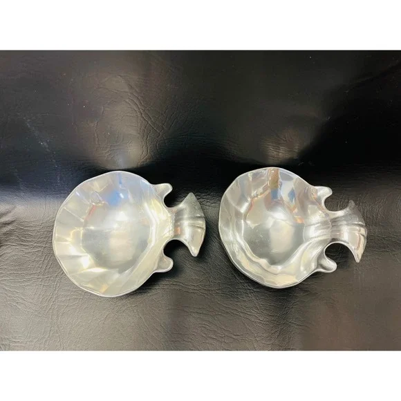 Wilton Armetale Fish Bowls Set of 2 Silver Pewter Alternative Coastal Nautical
