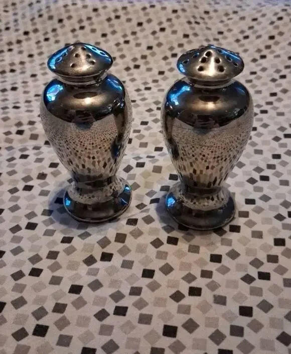 Vintage Silver Ceramic Japanese Salt And Pepper Shakers