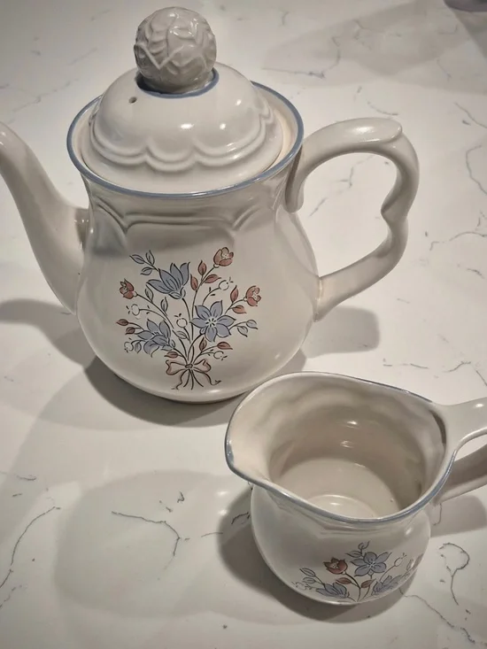Cottage Core Cordella Bluet Teapot and Creamer