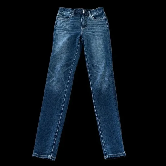 American Eagle Size 0 Super Hi Rise Jeggings Jeans 360‎ Next Level Stretch Blue