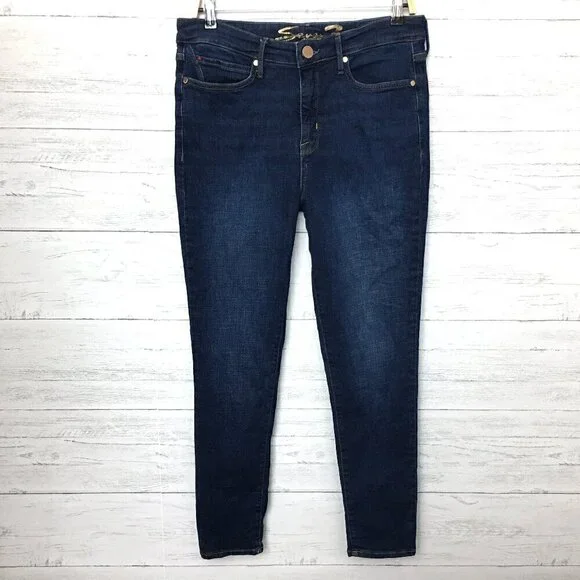 Seven7 Women's Skinny Jeans Metro Ultra High Rise Dark Wash Stretch 10 length 29