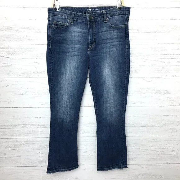 Gap Women's Jeans Crop Kick Bootcut Frayed Hems size 10 length 25