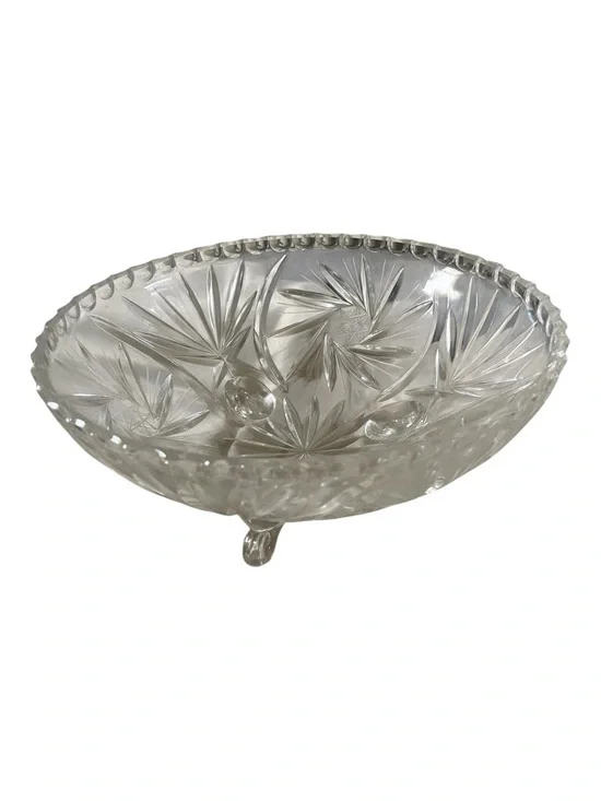 Vintage Czech Bohemian Crystal  Footed Bowl