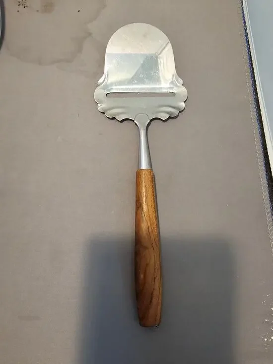 Vintage SPAR Norge Stainless Steel Cheese Slicer/Server - Wood Handle - Norway