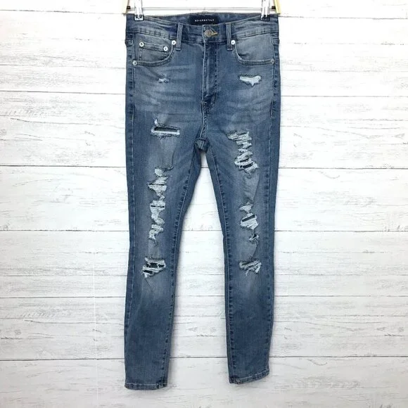 Aeropostale Women's Jeans Super High Rise Jegging Distressed Stretch size 6S