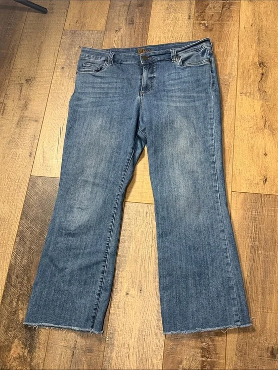 KUT from the Kloth Meg Raw Hem High Waist Wide Leg Jeans Size 16