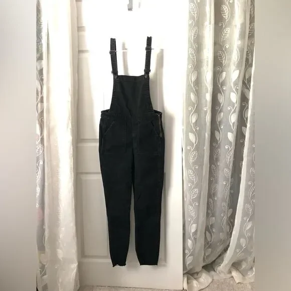 Madewell Skinny Denim Overalls in Lunar Wash cotton blend side zipper women sz M