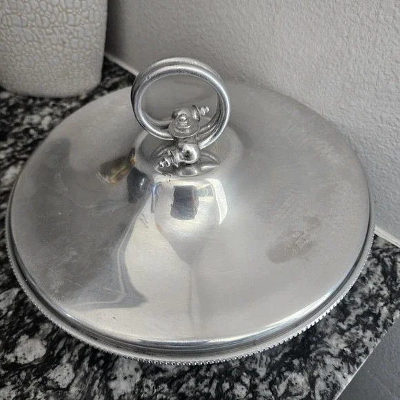 Vintage B W Buenilum Hammered Aluminum Metal Silver Tone Serving‎ Bowl with Lid