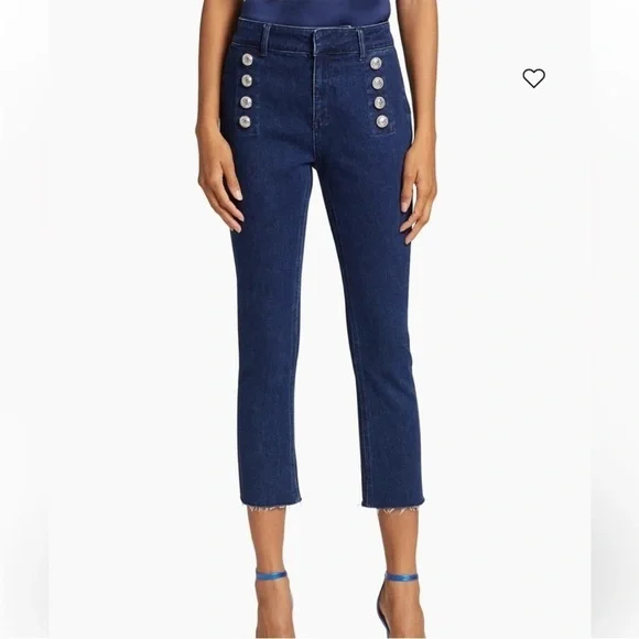 NWT GENERATION LOVE Justine Straight Leg Denim Pants Silvertone Buttons