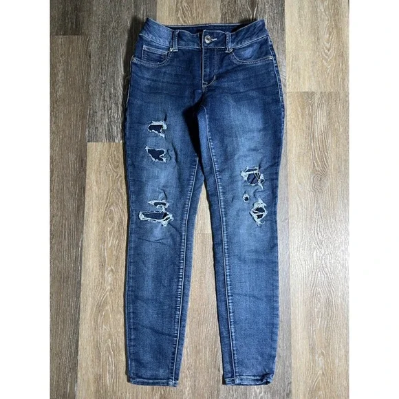 Maurices Distressed Skinny Jeans Womens S‎ Regular Dark Wash Good Ripped Denim
