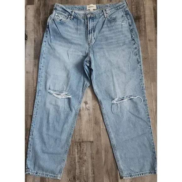 Boden Loose Jeans Womens 32x32*(Actual 36x28) Light Blue Distressed Ripped