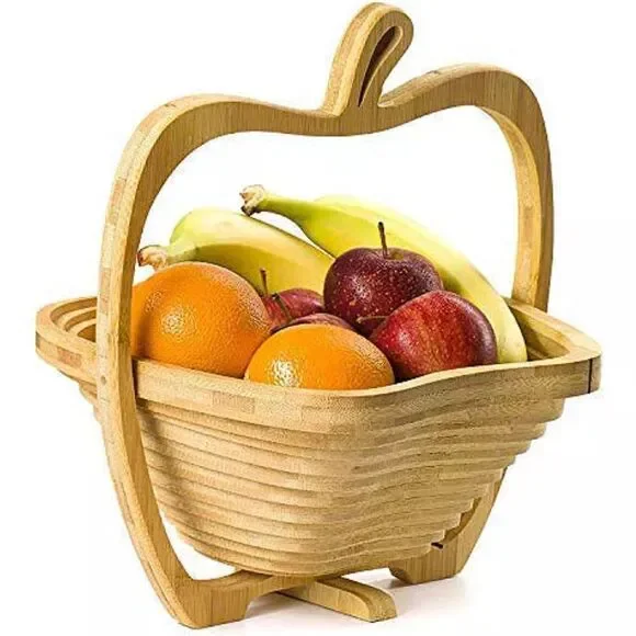 Bonnie & Pop Natural Bamboo Apple-Shaped Basket/Tray