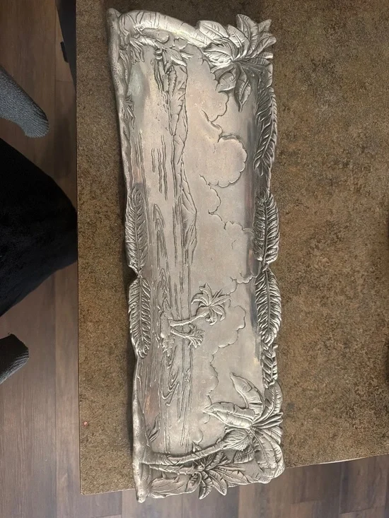 Arthur Court Volcano and palm Trees Hawaii long tray