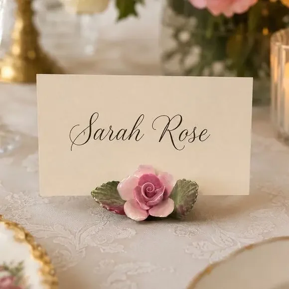 6 Royal Albert Old Country Roses Place Card Holder Placards Tea Party Romantic