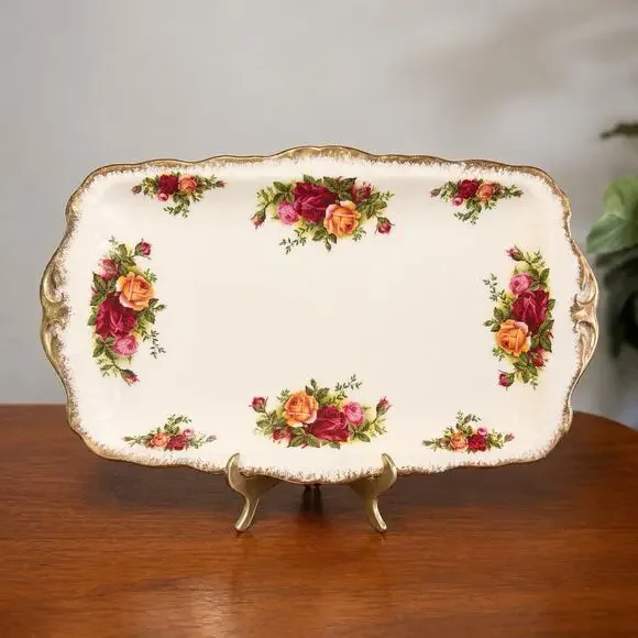 Royal Albert Old Country Roses Sandwich Tray Rectangle Bone China Serving