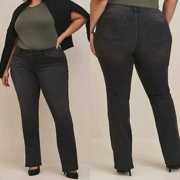 Torrid Mid Rise Slim Boot Blackout Stretch Denim‎ Jeans Size 12 Tall #219