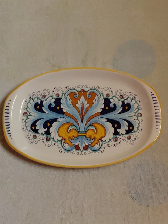 Nova Deruta Hand Painted Porcelain Oval Platter, 11 1/2