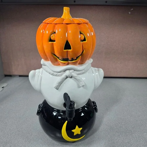 Dept. 56 Halloween Beverage Dispenser Pumpkin Ghost Cauldron