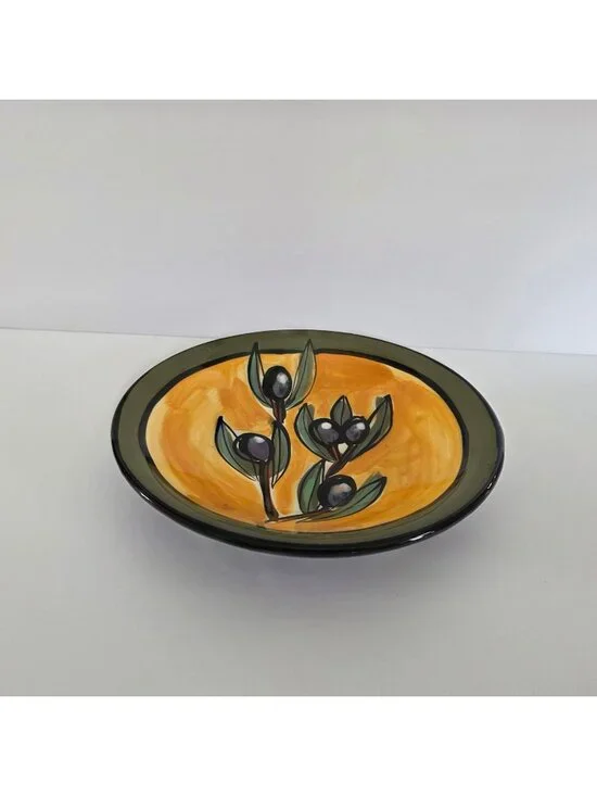 Hand-Painted Ceramic Bowl With Olive Design - 8