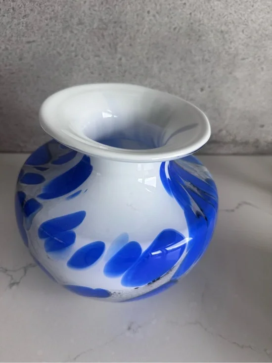 White and Cobalt Blue Vase, pottery, candle holders