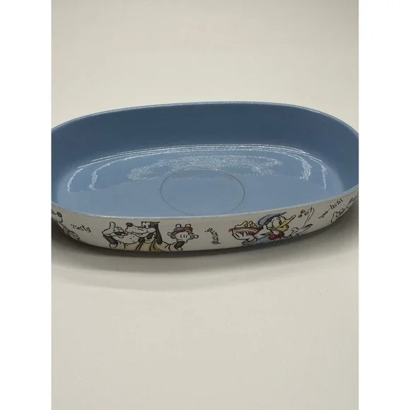 Disney Store Mickey & Friends Ceramic Chip and Dip Set Blue White‎ Snack Platter