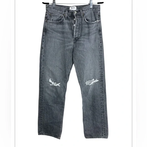 AGOLDE 90s Straight Leg distressed jeans in a gray wash size 27
