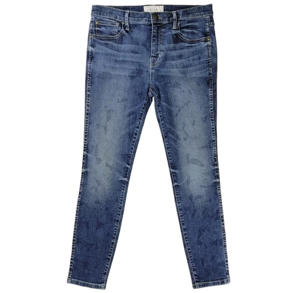 The Great The Almost Skinny Jeans Dark Denim With Shaded Patterns Size‎ 27