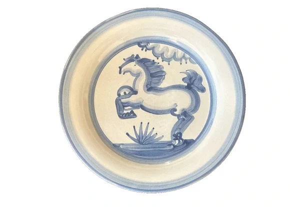 M.A. Hadley Pottery Blue Horse Pattern 13