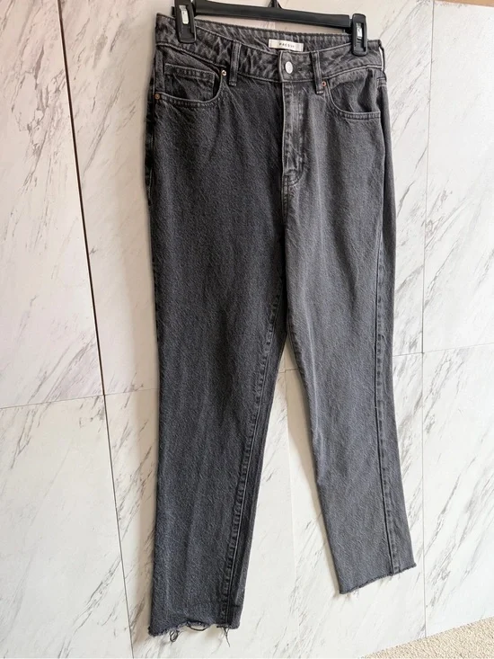 PacSun Two-Tone Black High-Waist Mom Jeans 100% Cotton Raw Hem Size 26